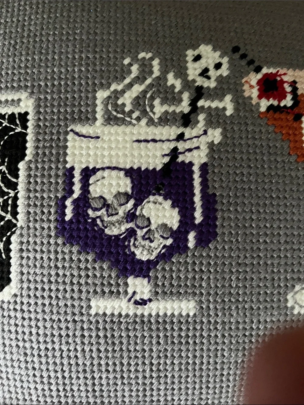 Martha Stewart Gray Halloween Cocktail Embroidered Pillow